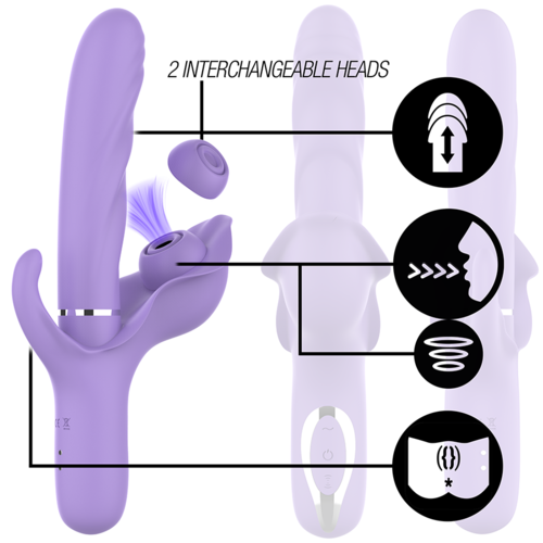 INTENSE - VIBRADOR DE SUCÇÃO MULTIFUNCIONAL BILLIE RECARREGÁVEL COM BOTÃO ROXO