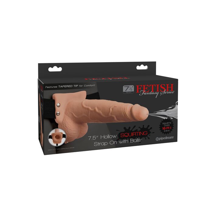 FETISH FANTASY SERIES - ARNÊS AJUSTVEL PÉNIS REALÍSTICO COM BOLAS SQUIRTING 19 CM