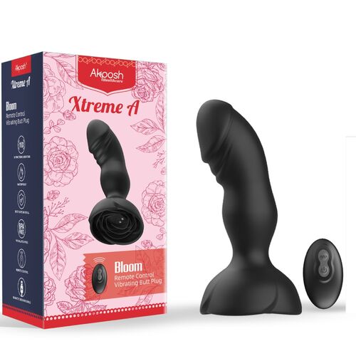 ARMONY - EXTREME A BLOOM VIBRADOR ROSE E CONTROLE REMOTO DE PLUG ANAL PRETO
