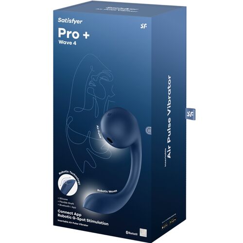 SATISFYER - PRO+ WAVE 4 ESTIMULADOR DE PONTO G E AIR PULSE APLICATIVO GRATUITO AZUL ESCURO