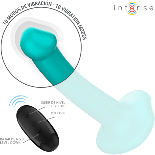 INTENSE - KATIE Vibrador com ventosa, 10 vibrações, azul escuro, controle remoto.