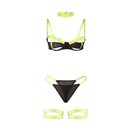 SUBBLIME - 955281 CONJUNTO DE SUTIÃ COM DETALHES NA GOLA E NAS PERNAS VERDE FLUORESCENTE