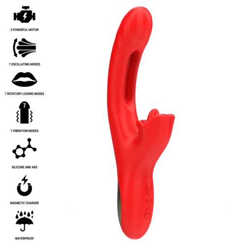 INTENSE - JESSICA MULTIFUNCIONAL VIBRADOR ESTIMULAÇÃO DO CLITÓRIS 24,8 CM VERMELHO