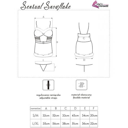 LIVCO CORSETTI FASHION - SENSUAL SNOWFLAKE LC 90603 CAMISOLA DE NATAL + CALCINHA FIO DENTAL + FAIXA DE CABELO