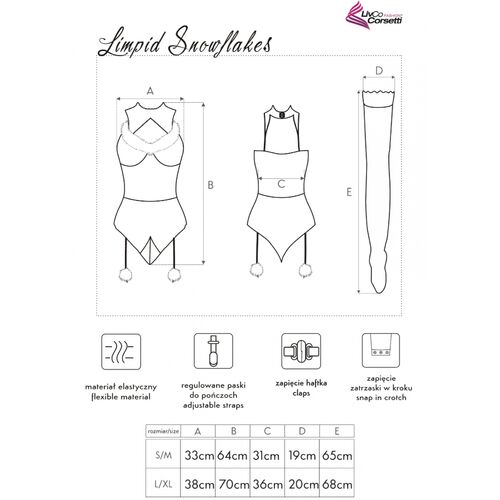 LIVCO CORSETTI FASHION - LIMPID SNOWFLAKES LC 90604 BODY + MEIAS + TIARA DE NATAL
