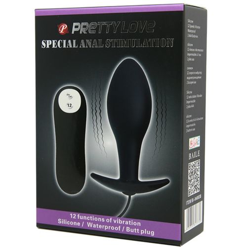 PRETTY LOVE - PLUG ANAL NCORA FORMA SILICONE 12 MODOS DE VIBRAÇAO PRETO